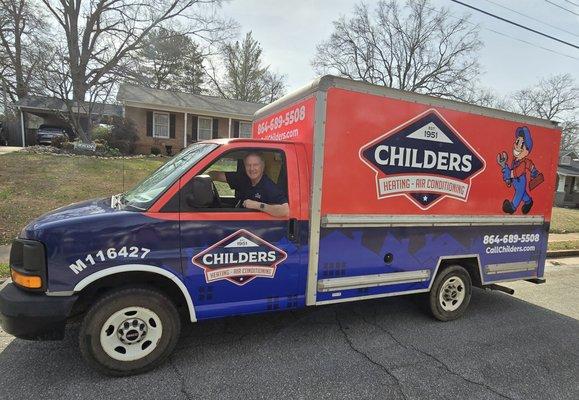 Johnny Childers showing off our new box truck in Gaffney