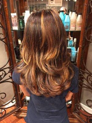 Balayage hair color done by Mona.