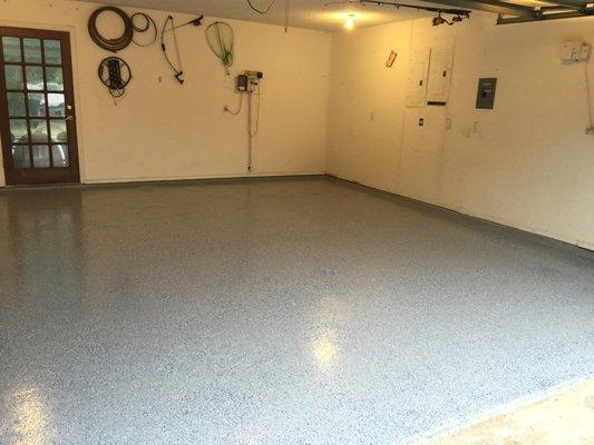 Garage floor epoxy paint finish - the after pic.