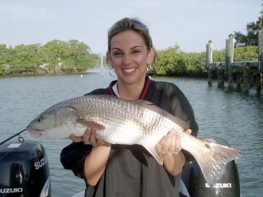 lots of smiles for a Sarasota Bay red drum