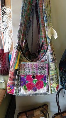 This bag features the front from a Guatemalan blouse.