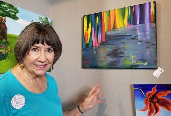 Phyliss Von Holdt, fine art painter, shows some of of her oil paintings currently for sale at Wishing Spring Gallery.