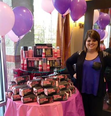 Jennifer Hedgepeth helping celebrate the "Purple is the new Pink" event