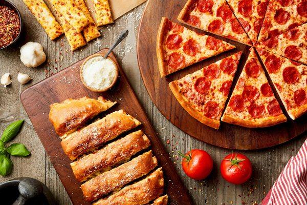 Pizza, Calizone and Bread Sticks