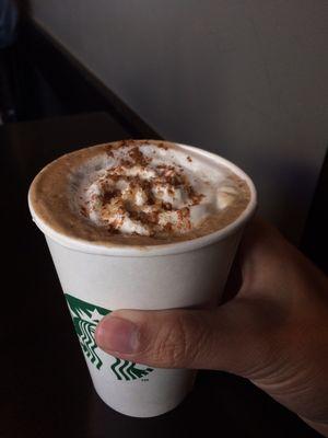 Salted caramel latte with extra cinnamon