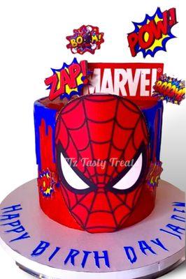 Custom Spiderman themed cake by TTz Tasty Treats llc