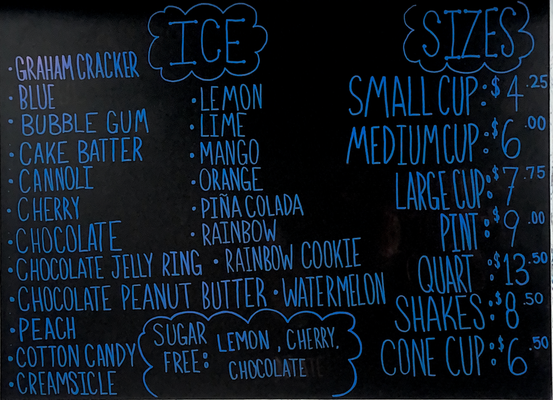 Ice Menu