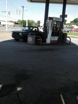 One of the two gas pumps