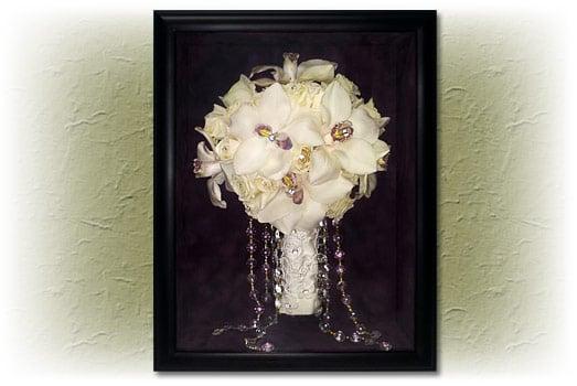 12x16 black shadow box with preserved wedding bouquet