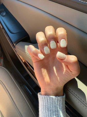 I spent $55 on these nails that are not even worth a penny. A male did my nails and my cuticle is bleeding. 0/10 do not recommend