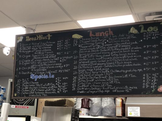 Sandwich Menu