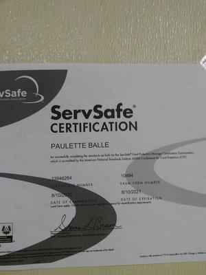 ServSafe Certified