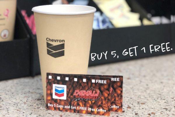 Buy 5, get 1 free coffee - valid at all locations.