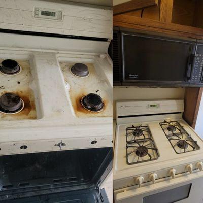 Before and After stove cleaning