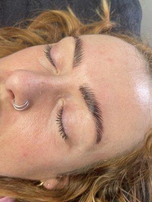 Brow tint, lamination and lash lift/tint