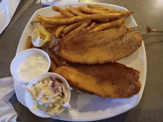 Fried fish with excellent crust.