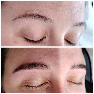 Brow wax, tint and lamination and lash lift and tint!