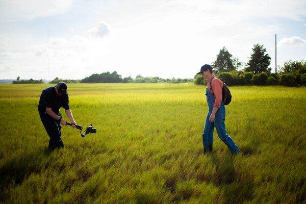 Filming outdoors in Charleston, SC for a documentary brand film.