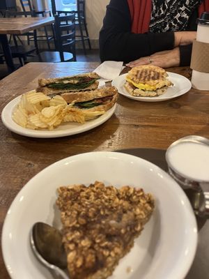 Gingerbread baked oatmeal and a havarti breakfast sandwich. I can't remember the name of the 3rd item