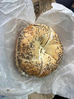 Everything bagel with scallion cream cheese.