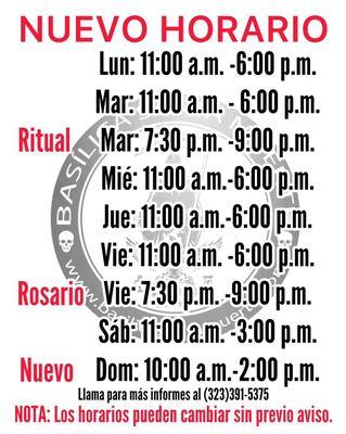 YA ABRIMOS LOS DOMINGOS

Todos los horarios pueden cambiar sin previo aviso. 
Llama para más informes al (323)391-5375