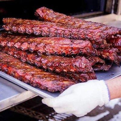 ribs coming off smoker