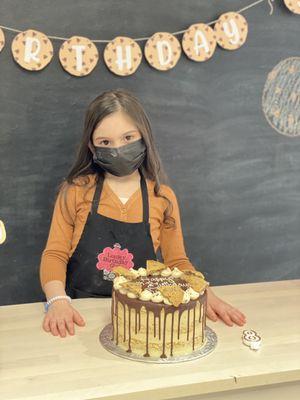 Sweet girl with her sweet cake