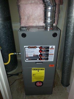 Rheem forced air furnace installation.