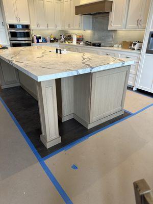 Kitchen island, some pantry cabinets as well as added a built in.