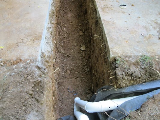 Drainage trench prior to completion