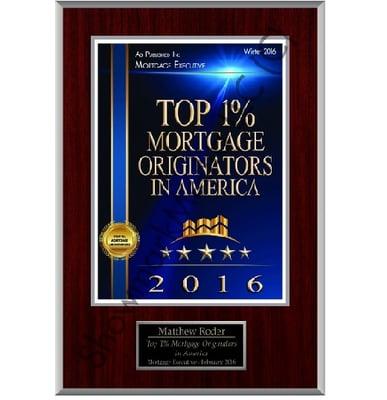 Ranked Top 1% Mortgage Originator in the Country in 2015!