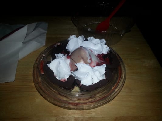 Pathetic excuse for a waffle bowl sundae. This photo was taken two mins after I got the bowl!