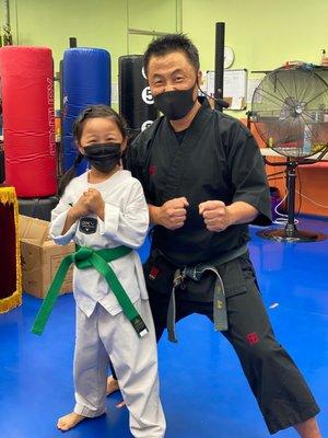 With Master Jung after belt testing