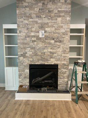 All new Fireplace, Stone work and built-ins