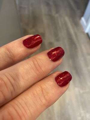 Ready for the holidays with Good Gossip gel nail color.