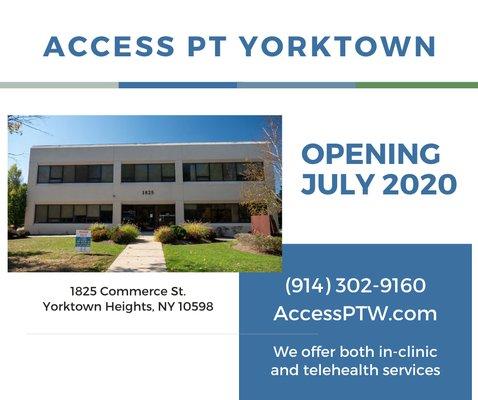 Coming July 2020 to Yorktown Heights - Access Physical Therapy & Wellness!