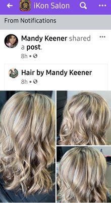 Another time that Mandy made my hair gorgeous.. I went to get my hair done just before my wedding, so it would be beautiful!