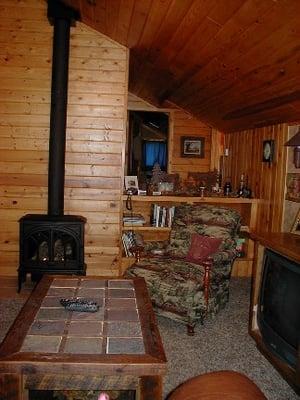 The Girdner Trail's End suite has a toasty propane stove to make your Autumn and Winter stays cozy.