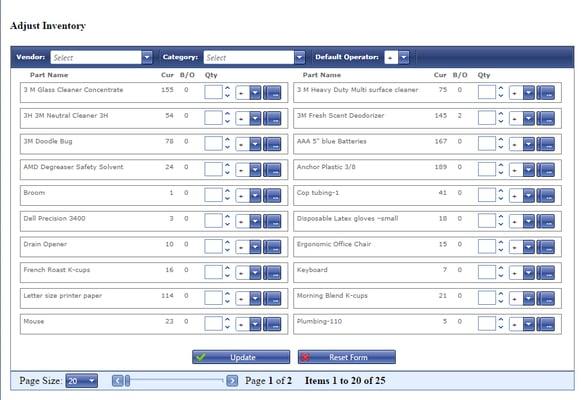 Inventory Management Screen