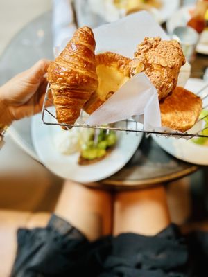 Croissant, danish, almond croissant ( Yumm), chocolate croissant