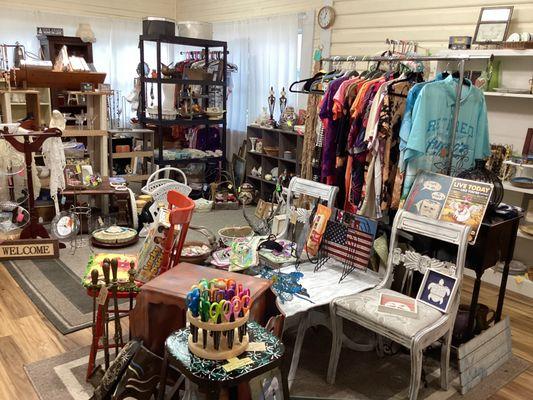 Chairs, plaques, shirts, figurines, driftwood, kitchen items and many other accessories that are available for your inspections.