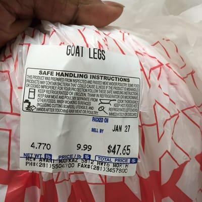 Price is 9.99 for pound of goat meat that sucks!!!!!!