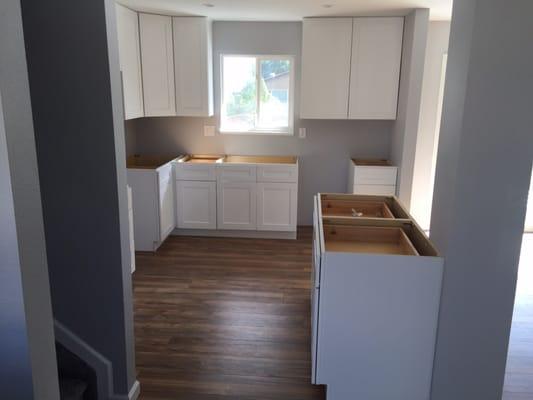 White cabinets install