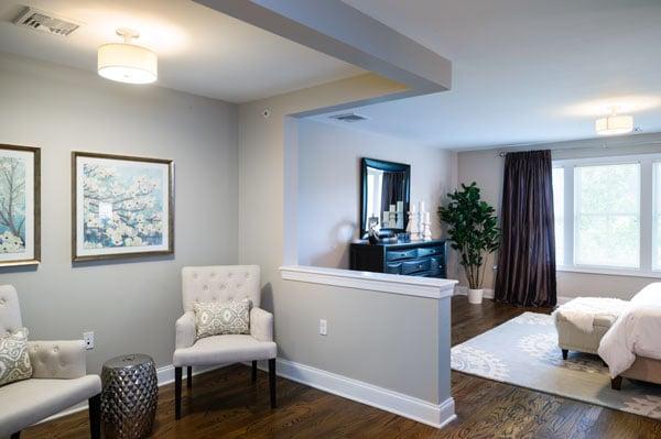 A sitting area in the master bedroom.