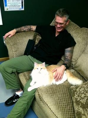 Dr. Sivula and one of our clinic cats, Yoshi!