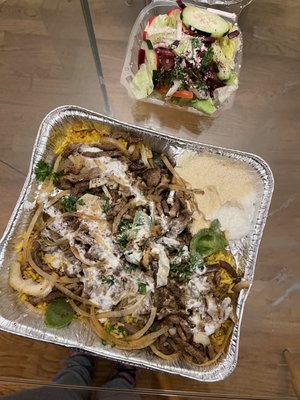 Take out Lamb Shawarma Plate includes the side salad (or soup)