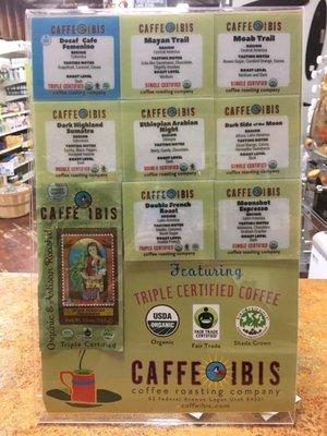 Organic coffee selection