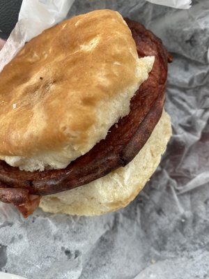 Fried bologna biscuit