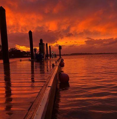 January sunset on the fuel dock