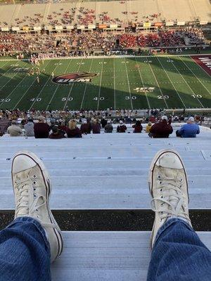 11/24/18. Saturday afternoon. Warhawks (maroon jerseys) versus the University of Louisiana-Lafayette Ragin' Cajuns (white jerseys).